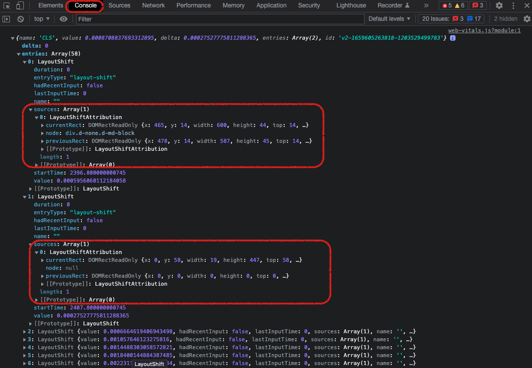 JavaScript debugging for Cumulative Layout Shift (CLS)